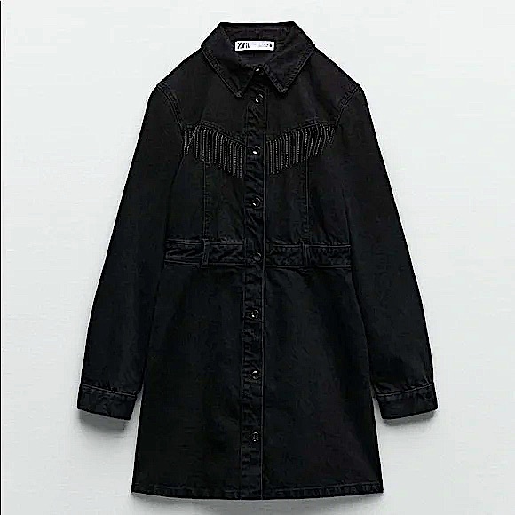 ZARA Denim Jewel Embellished Dress - Picture 3 of 7